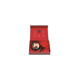 Mini Coffret poudre corporelle fraise/vin pétillant et plumeau assorti 